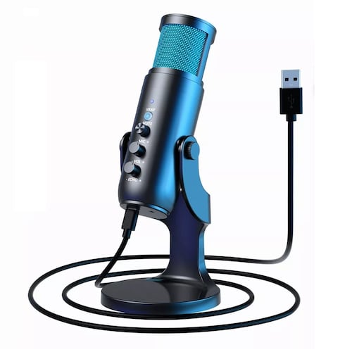 Micrófono Condensador Usb Cardioide Rgb Pc Gamer Streaming