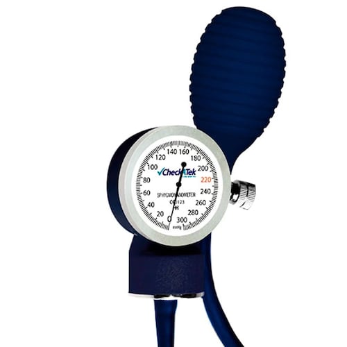 Kit Baumanómetro C/ Estetoscopio Doble Campana Eco Azul Marino Checkatek