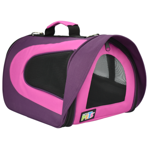 Bolsa Transportadora Mascotas Intermedia Tela Morada Fancy Pets.