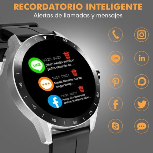 Reloj Inteligente Hombre Bluetooth  impermeable Negro Con Plata