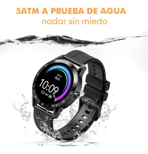 Reloj Inteligente Hombre Bluetooth  impermeable Negro Con Plata
