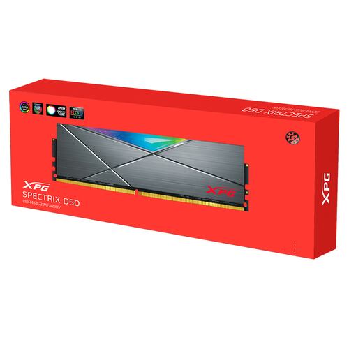 Memoria RAM de 8 GB (1X8), XPG SPECTRIX D50 RGB, U-DIMM, DDR4, 3200 MT/s, Tungsten Grey