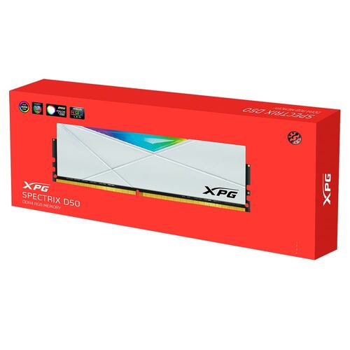 Memoria RAM de 8 GB (1X8), XPG SPECTRIX D50 RGB, U-DIMM, DDR4, 3200 MT/s, White