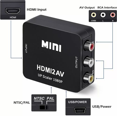 Convertidor Adaptador De Audio Y Video Tv Hdmi A Rca 1080