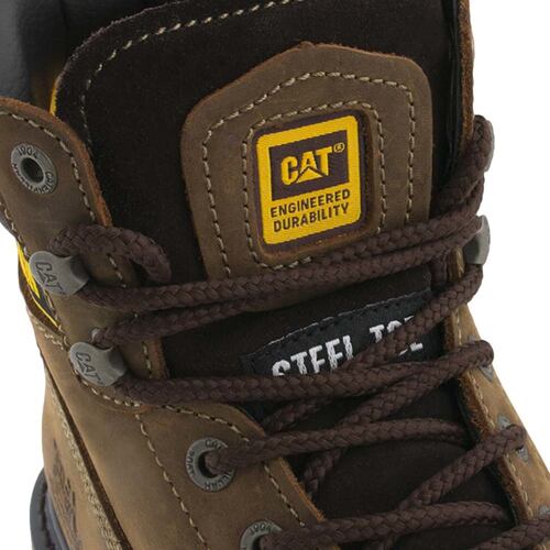 Bota hiker industrial con casco de acero color chocolate, marca Caterpillar, mod. 180639