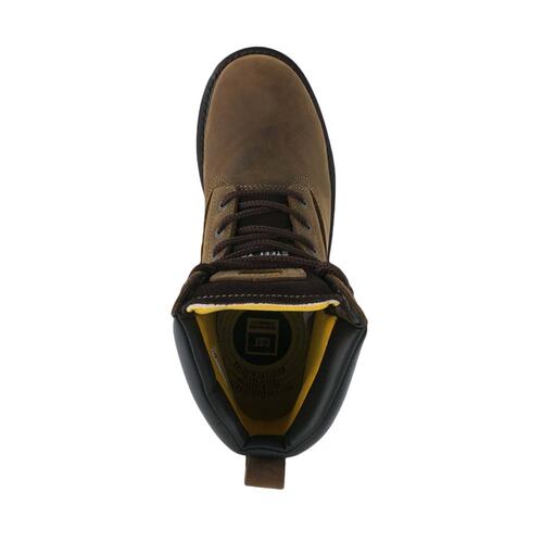 Bota hiker industrial con casco de acero color chocolate, marca Caterpillar, mod. 180639