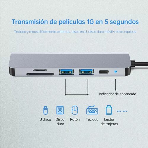 Hub Adaptador Hdmi 4k,usb 3.0,sd,micro Sd,tipo C A Tipo C