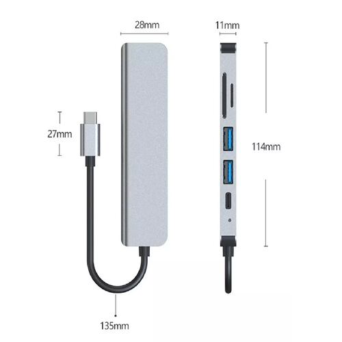 Hub Adaptador Hdmi 4k,usb 3.0,sd,micro Sd,tipo C A Tipo C