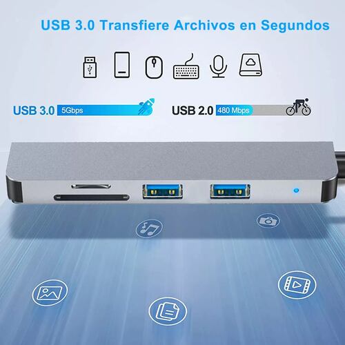 Tipo C Hub 5 En 1 Adaptador Usb C Multi Puerto Usb 3.0 Sd Tf