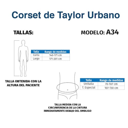 Faja Corset De Taylor Urbano Columna Lumbar A34 Tynor