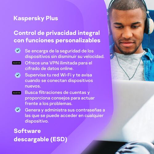 ESD Kaspersky Plus 3 Disp 2 Cuentas KPM 1 año