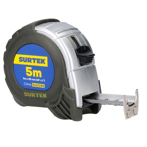 Flexómetro Anti-impacto Silver 5m x 1pulg C/ Imán Surtek