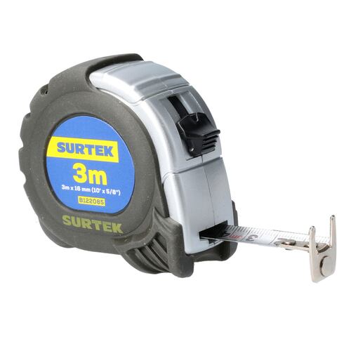 Flexómetro Anti-impacto Silver 3m x 3/8pulg C/ Imán Surtek