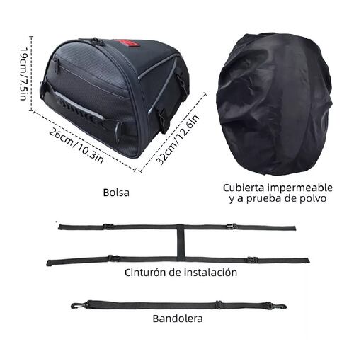 Bolsa Trasera De Motor Expandible Con Funda Impermeable