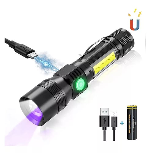 Linterna Táctica Led 1800l Uv Lampara Recargable Luz Lateral