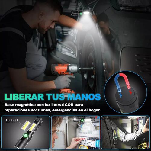 Linterna Táctica Led 1800l Uv Lampara Recargable Luz Lateral