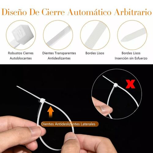 Kit 1000 Pzs Cinchos Plástico 18lb Bridas De Nailon Anti-uv 15cm Blanco