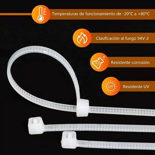 Kit 1000 Pzs Cinchos Plástico 18lb Bridas De Nailon Anti-uv 15cm Blanco