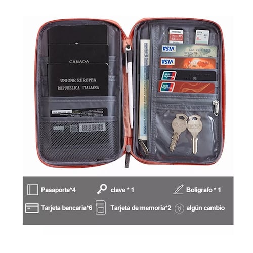 Cartera Porta Funda Pasaporte Documentos Visa Bolsa De Viaje Rosa