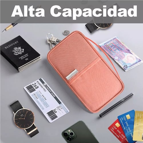 Cartera Porta Funda Pasaporte Documentos Visa Bolsa De Viaje Rosa