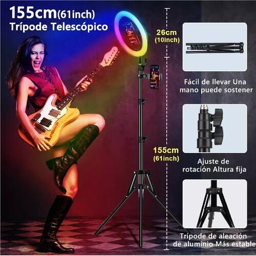 Rgb Aro Luz Led Maquillaje Lampara Foto Video Luz