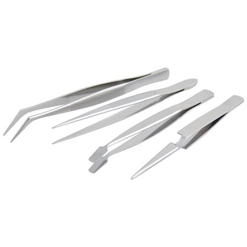 Juego 4 Pinzas Precision Tweezer Acero Inoxidable Surtek