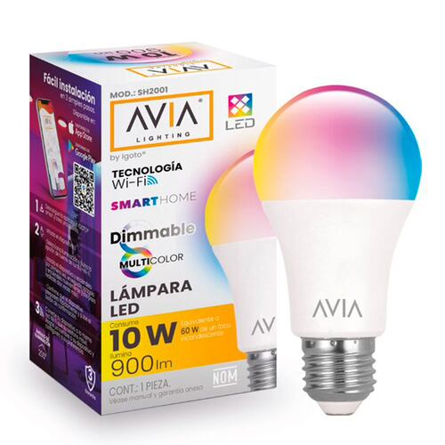 Foco Wifi 10w Avia Smarthome Dimeable Multicolor Pack 10