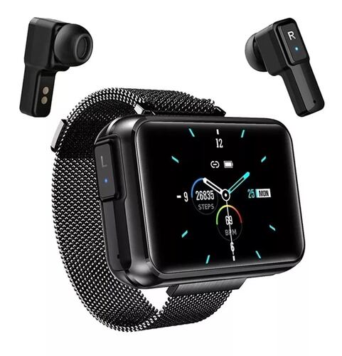 Smartwatch 2 En 1 T91 Ext. Metal  Con Audífonos Tws Wireless 1.4  FRALUGIO.