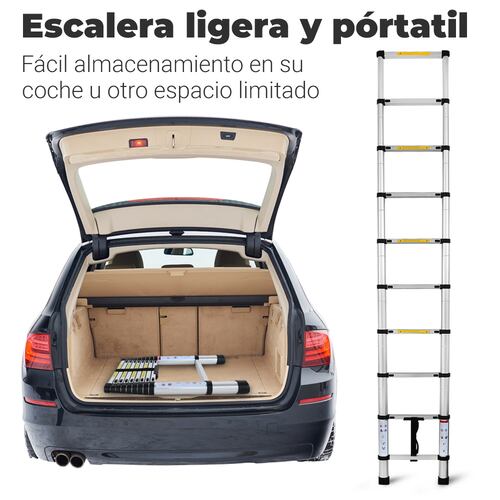 AGBOX Escalera Telescópica 2.9 Mts De Aluminio Retráctil TH-ESCA02.