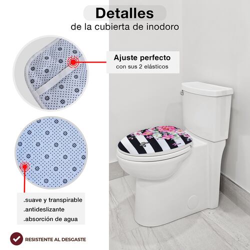 AGBOX Juego Para Baño Premium Estandar 4 Piezas  Mariposa / Rayas TH-JCORTI01MARI.