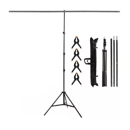 Portafondos Fotográfico Soporte T Fondos Video 2 X 2m Negro