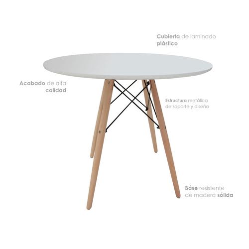 Mesa de Comedor Redonda para 4 Personas desayunador Oslo 80 cm de diametro