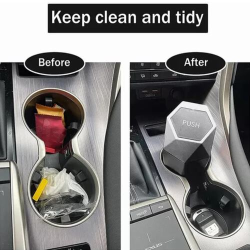 Mini Bote De Basura Con Tapa Para Coche NEGRO