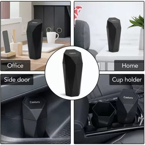 Mini Bote De Basura Con Tapa Para Coche NEGRO