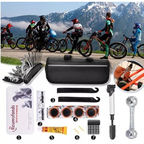 Kit De Herramienta Con Bolsa Y Bomba Para Bicicleta