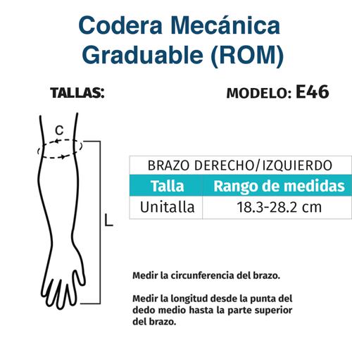 Codera Mecánica Graduable Inmovilización Codo Rom E46 Tynor