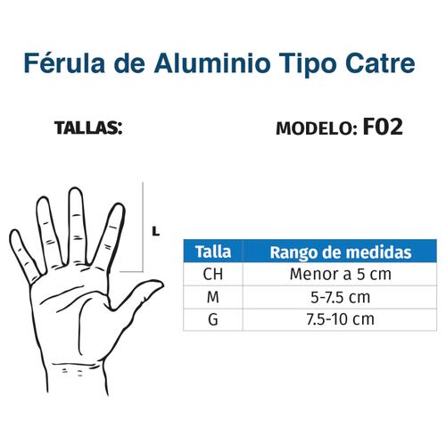 Férula Aluminio Semirrígida Tipo Catre Dedo F02 Tynor