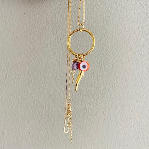 Collar Amuleto Ojo Griego- Baño de oro 18K- collar dorado ojo turco