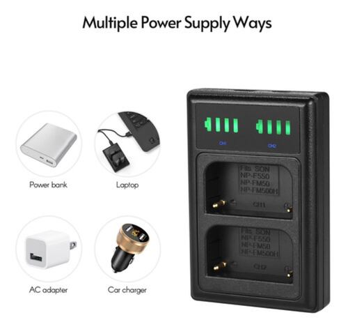 Kit De Batería Y Cargador + 2pcs Baterías Andoer Np-f550