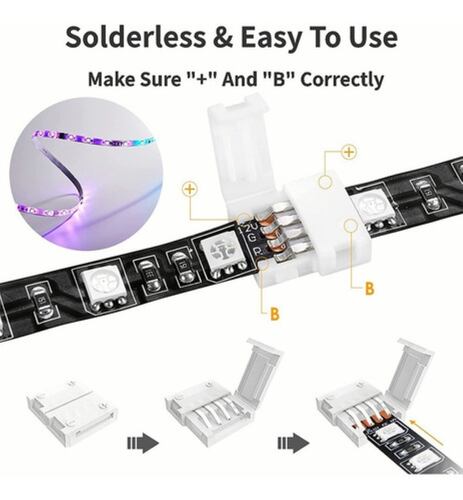 95 Pzs Conector Broche Para Unir Tira Led Rgb 4 Pines 10mm 