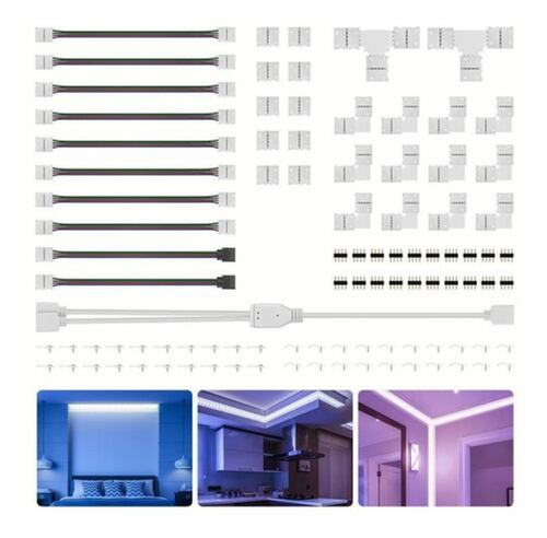 95 Pzs Conector Broche Para Unir Tira Led Rgb 4 Pines 10mm 