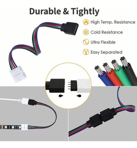 95 Pzs Conector Broche Para Unir Tira Led Rgb 4 Pines 10mm 