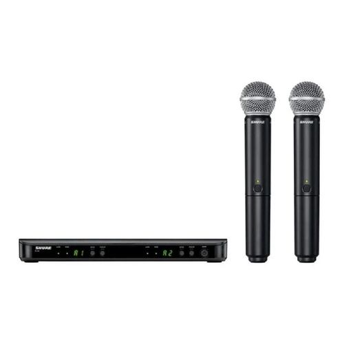 Sistema inalambrico doble SHURE blx288/sm58 con dos micrófonos de mano para voz .