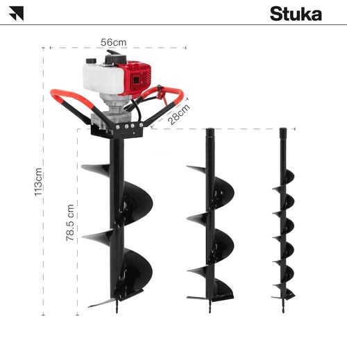 Excavadora De Postes Stuka Motor de 2 Tiempos 52 cc, Taladro 1500 W, Ahoyadora Manual a Gasolina