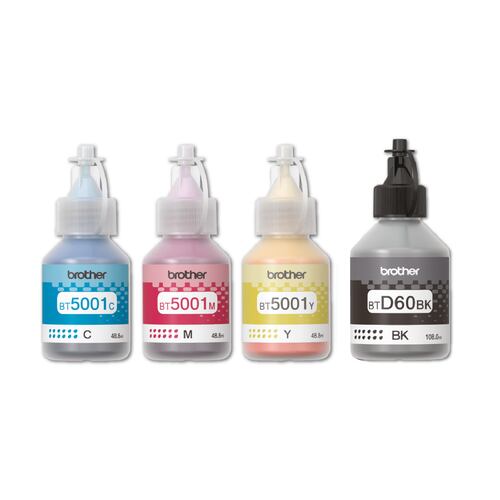 Kit De 4 Tintas Originales Brother - Bt-d60bk Negro Bt5001 Cyan, Magenta, Yellow.