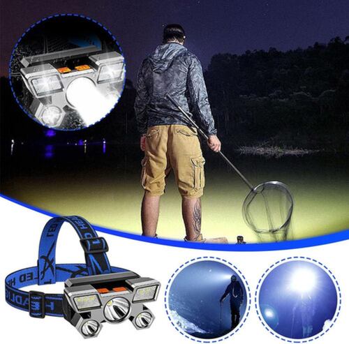 Lampara Minera, Lampara De Cabeza Recargable With 5 Leds Azul