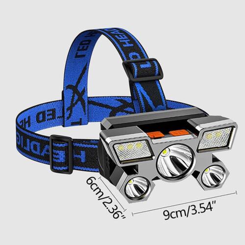 Lampara Minera, Lampara De Cabeza Recargable With 5 Leds Azul