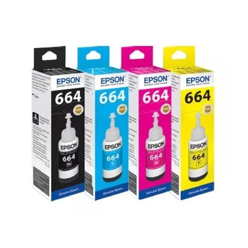 Kit De 4 Tintas Epson T664 Negro, Cyan, Magenta, Yellow