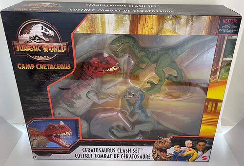 Jurassic World Camp Cretácico Ceratosaurus Clash Set BLUE Pack mattel 