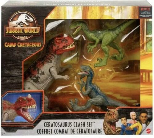 Jurassic World Camp Cretácico Ceratosaurus Clash Set BLUE Pack mattel 